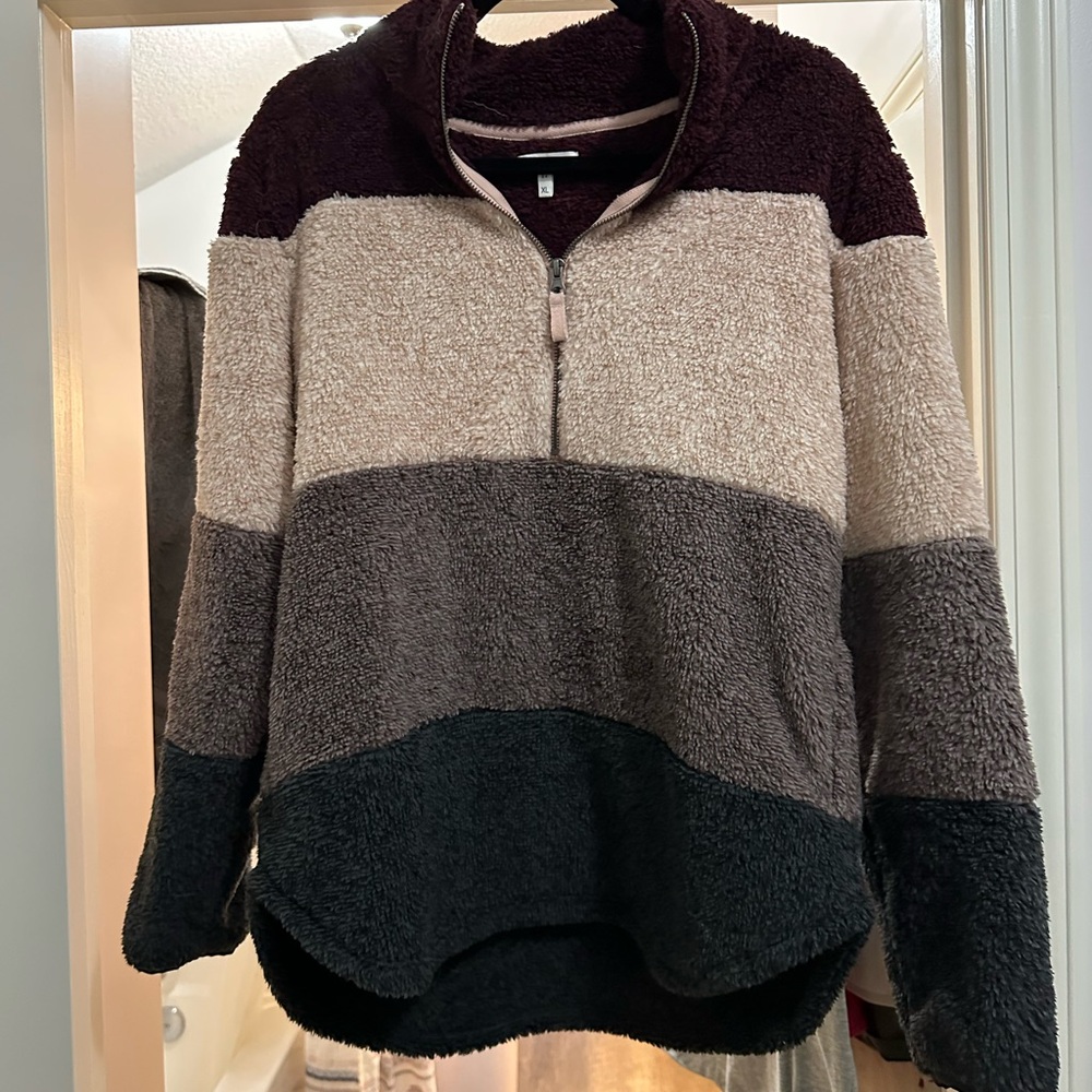 Maurices Cream and Brown Cowl Neck Sweater